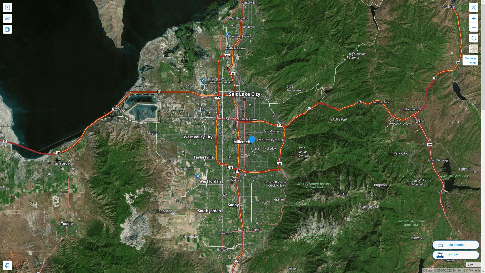 Millcreek Utah Highway and Road Map with Satellite View